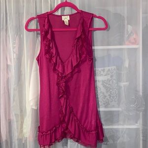 Eyelash Couture | Ruffle Pink Sleeveless Shirt